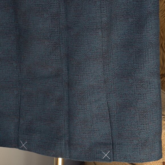 NBW Vintage Ann Taylor 100% Cotton Blue & Grey Tweed Pencil Skirt| US 14 - Picture 10 of 11